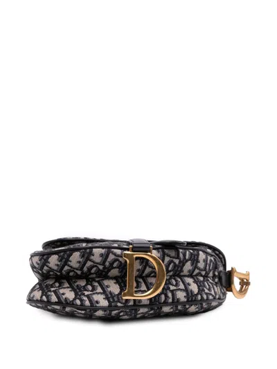 Pre-owned Dior 2018 Mini Oblique Canvas Saddle Bag Satchel