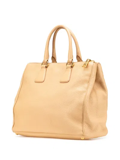 Pre-owned Prada 2000-2025 Large Vitello Daino Double Zip Tote Satchel