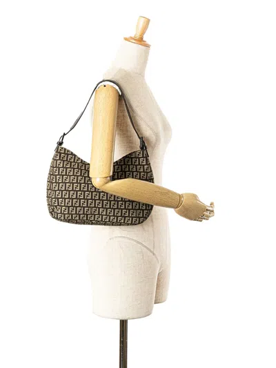 Pre-owned Fendi 2000-2010 Zucchino Canvas Shoulder Bag