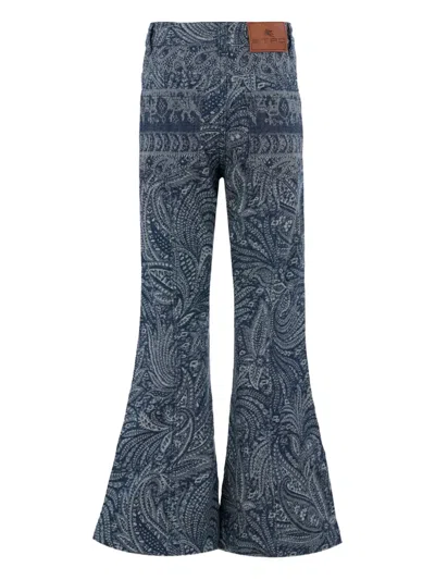 Etro Paisley Flared Jeans In Gray