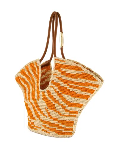 Zimmermann Womens Orange Zebra Goldentime Medium Zebra-pattern Raffia Tote Bag In Orange