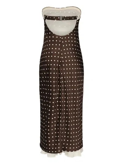 For Love & Lemons Daisy Mae Polka-dot Ribbon Midi Dress