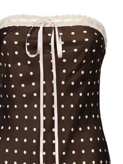 For Love & Lemons Daisy Mae Polka-dot Ribbon Midi Dress
