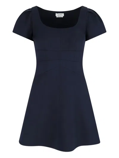 Alexander Mcqueen Square Neckline Knee Length Dress With Panel Detailing In Blue