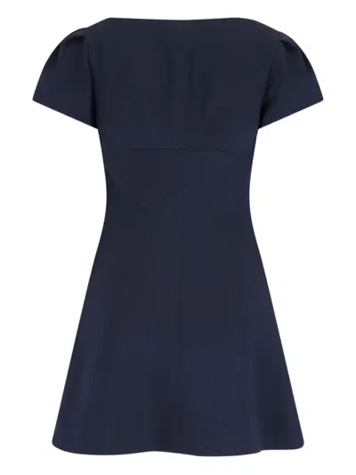 Alexander Mcqueen Square Neckline Knee Length Dress With Panel Detailing In Blue