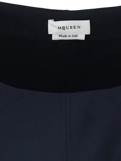 Alexander Mcqueen Square Neckline Knee Length Dress With Panel Detailing In Blue