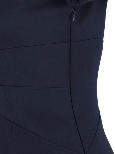 Alexander Mcqueen Square Neckline Knee Length Dress With Panel Detailing In Blue