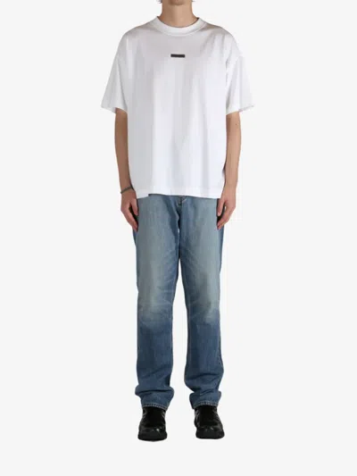 Essentials Gray Crewneck T-shirt In White