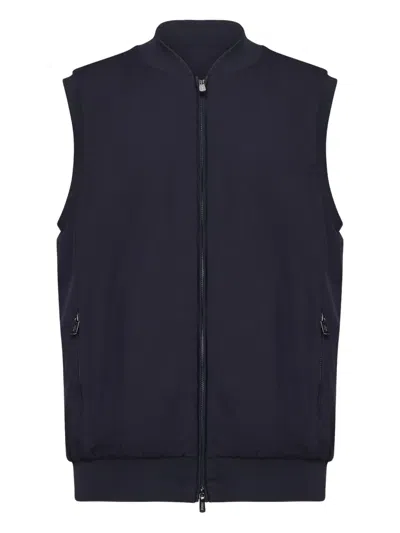Fedeli Zip-front Raised-collar Gilet In Blue
