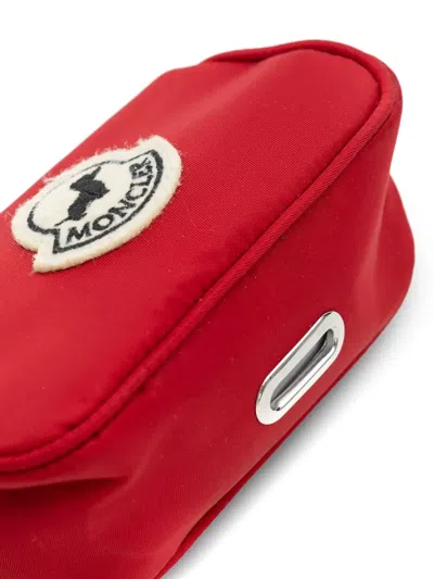 Moncler Logo-patch Zip Keyring In Red