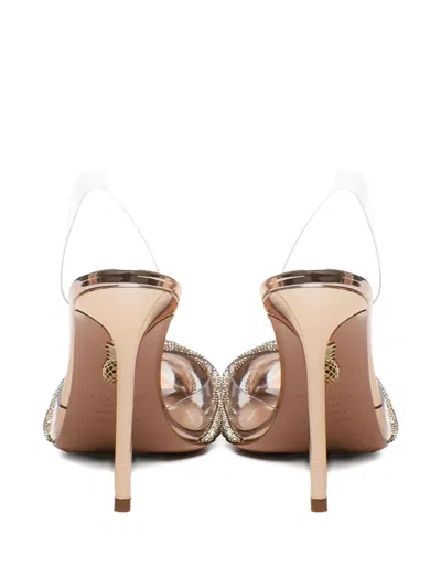 Aquazzura 105mm Gatsby Crystal-embellished Slingback Pumps In Gold