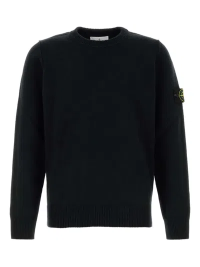 Stone Island Lightweight Wool Crew Neck Pullover In Blue