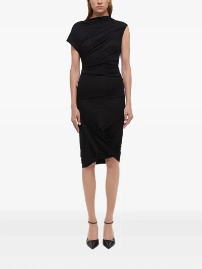 Helmut Lang Draped Cowl-neck Midi Dress
