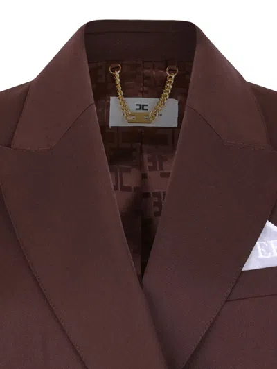 Elisabetta Franchi Double-breasted Buttoned Blazer In Brown