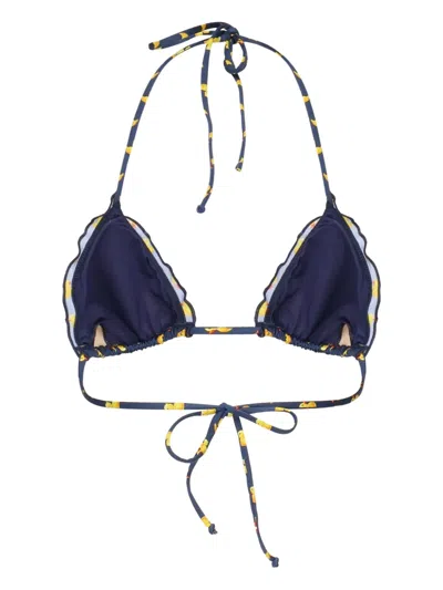 Mc2 Saint Barth Sagittarius Rubber-ducky Ruffled Bikini Top In Yellow