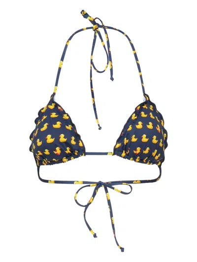 Mc2 Saint Barth Sagittarius Rubber-ducky Ruffled Bikini Top In Yellow