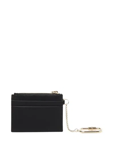 Ferragamo Chain-detailed Zip-around Cardholder In Black