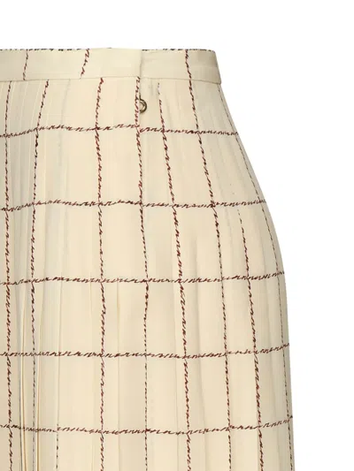 Loro Piana Clea Pleated Silk Midi Skirt In Brown
