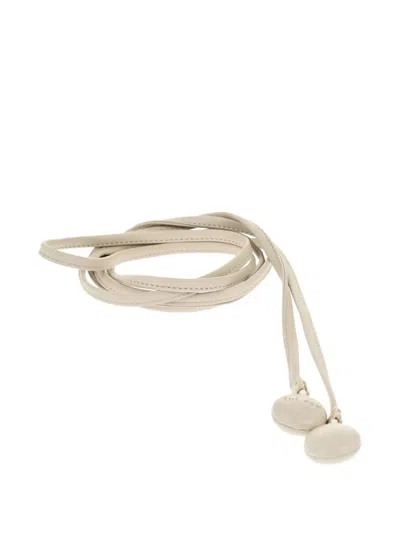 The Row Leather Belt In Neutral