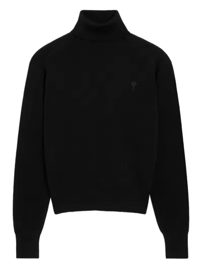 Ami Alexandre Mattiussi Ami-de-coeur Roll-neck Sweater In Black