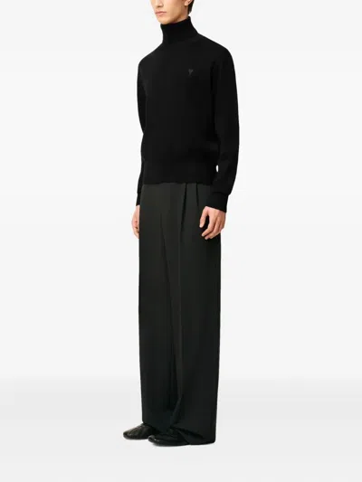 Ami Alexandre Mattiussi Ami-de-coeur Roll-neck Sweater In Black