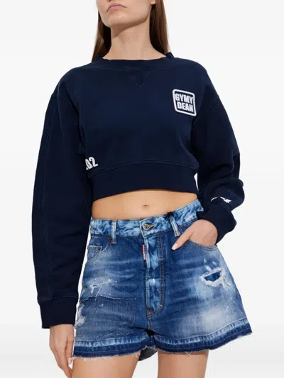 Dsquared2 Crew Neck Long Sleeve Sweatshirt In Blue