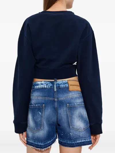 Dsquared2 Crew Neck Long Sleeve Sweatshirt In Blue