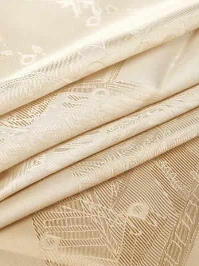 Ferragamo Palazzo Jacquard Silk Scarf Scarves And Foulards Beige In Gold