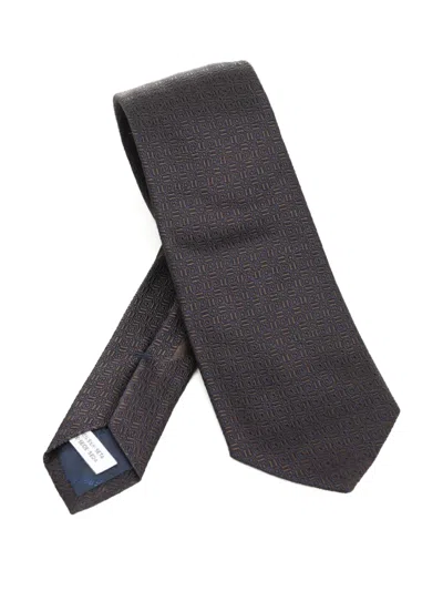 Ferragamo Gancini Graphic Jacquard Tie Ties And Bow Ties Brown In Brown