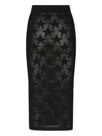 Akep Star-motif Knit Midi Fitted Skirt