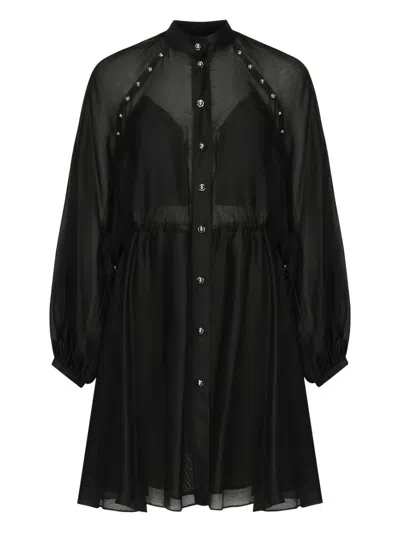 Pinko Skull-embellished Mini Dress In Black