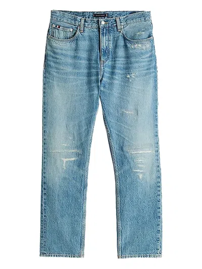 Tommy Hilfiger Mercer Distressed Cotton Jeans In Blue
