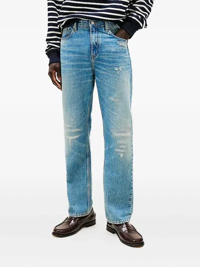 Tommy Hilfiger Mercer Distressed Cotton Jeans In Blue