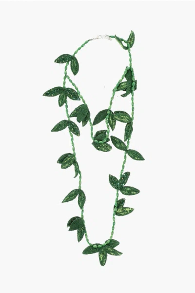 Dsquared2 Plant-motif Beaded Necklace In Green