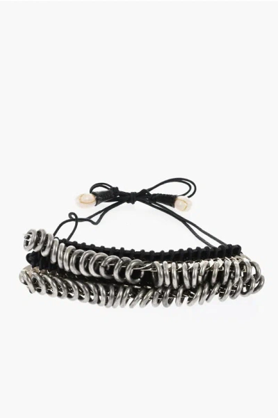 Dsquared2 Leather And Metal African Hyena Anklet With Shells