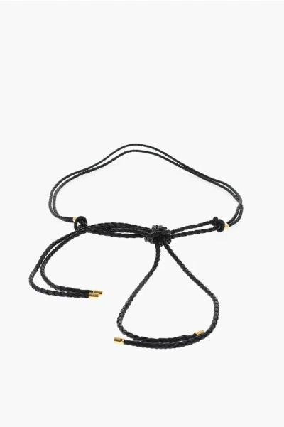 Dsquared2 Braided Leather Skinny Belt 10mm