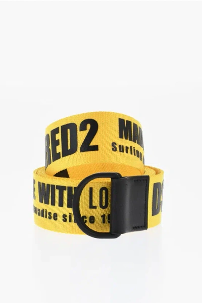 Dsquared2 Logoed Fabric Made With Love Belt With D-ring Buckle 40mm