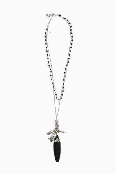 Dsquared2 Chain D2 Surf Necklace With Charm And Beads