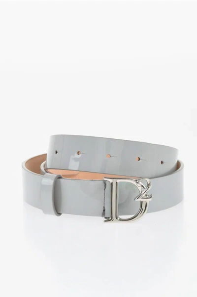 Dsquared2 Patent Leather Belt With Logoed Anchor Buckle 30mm