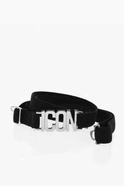 Dsquared2 Icon Elastic Fabric Skinny Belt With Silver-tone Detail 15mm
