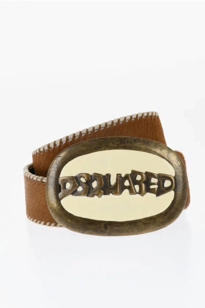 Dsquared2 Ponyskin Belt With Logoed Maxi Buckle 45mm