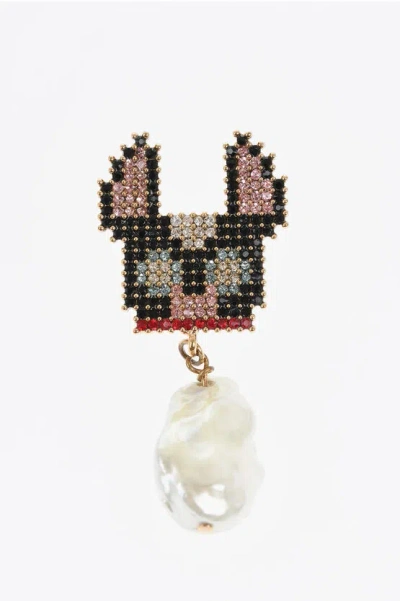 Dsquared2 Rhinestone Single Earring With Bead Shaped Pendant