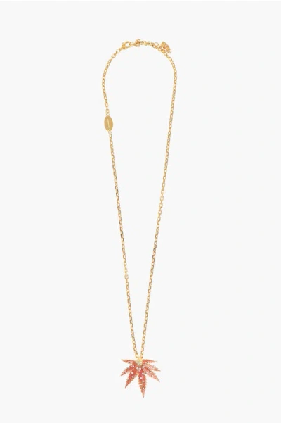 Dsquared2 Golde-effect Chain Necklace With Rhinestone