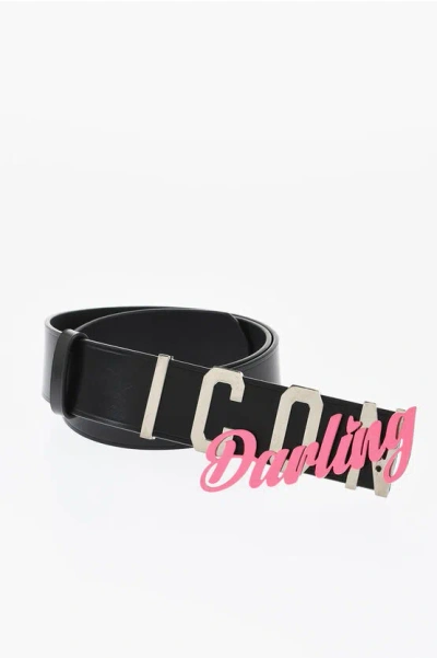 Dsquared2 Icon Leather Darling Belt With Enamelled Detail 40mm