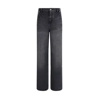 Kenzo Modern Straight Cut Denim Trousers In Gray