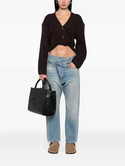 R13 Button-front Cropped Cardigan In Black