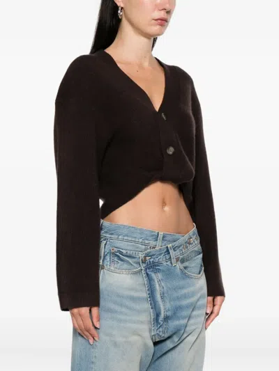 R13 Button-front Cropped Cardigan In Black