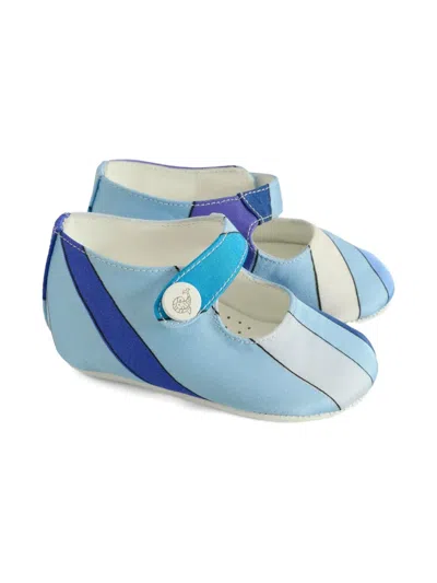 Pucci Junior Iride-print Mary Jane Ballet Flats In Blue