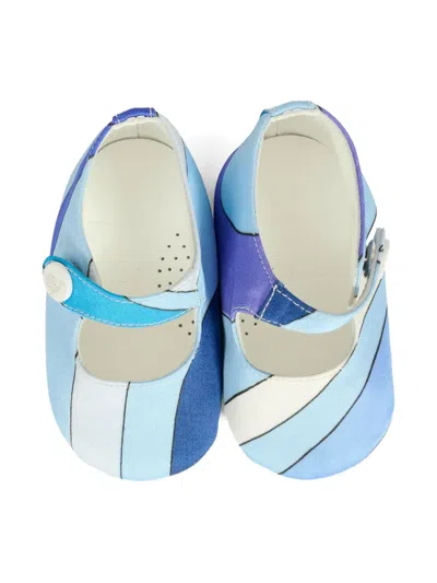 Pucci Junior Iride-print Mary Jane Ballet Flats In Blue