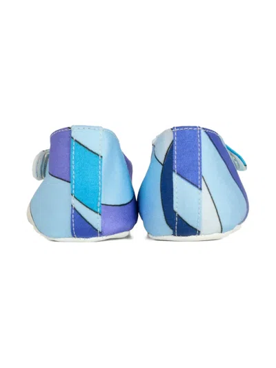 Pucci Junior Iride-print Mary Jane Ballet Flats In Blue